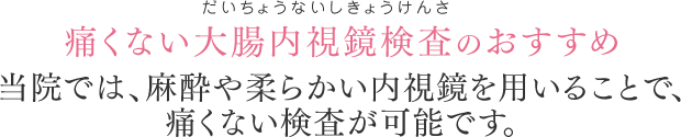 痛くない大腸内視鏡検査（だいちょうないしきょうけんさ）のおすすめ